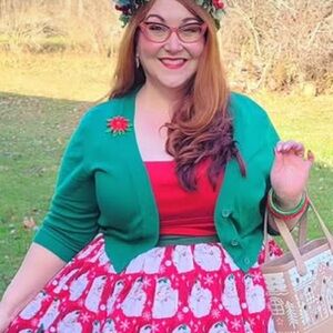 New, Unworn XLarge YeMak Modcloth Kelly Green 3/4 Sleeve Retro Cropped Cardigan